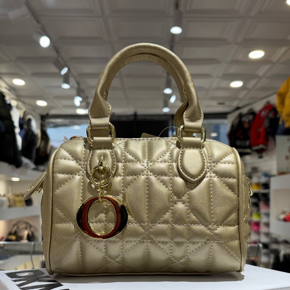 Gold Quilted Top-Handle Women’s Bag